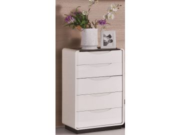 2016 Modern White and Black 5-Drawer Chest