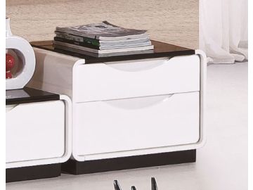 2016 Modern White and Black 2-Drawer Nightstand