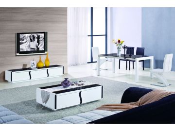 2032 Modern White and Black Dining Table