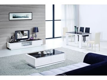 2038 Modern White and Black TV Stand