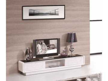 2038 Modern White and Black TV Stand