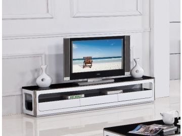 2068 Modern White and Black TV Stand