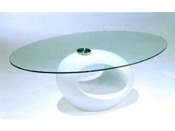 AC376 Contemporary White Glass Top Oval Coffee Table