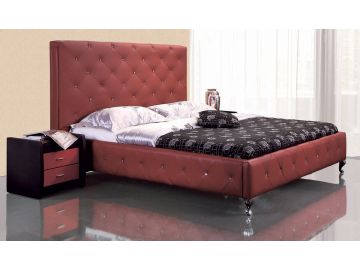 B9039 Modern Red Leatherette Bed