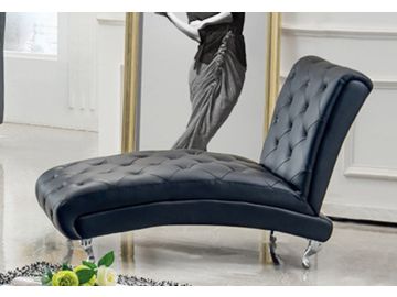 B9039 Modern Black Leatherette Chaise