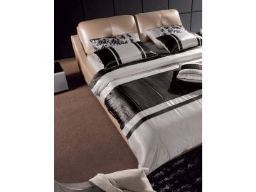 BL2915 Modern Glossy Beige Leatherette Bed