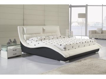 BL9035-BW Modern Black and White Leatherette Eastern King Bed
