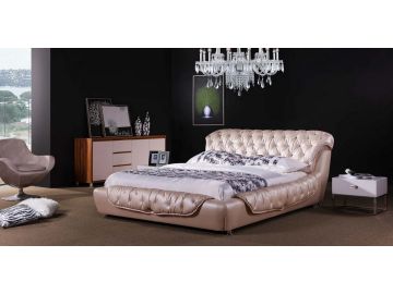 BL9045 Transitional Beige Leatherette w/ Crystals Bed