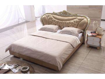 BL9053 Transitional Beige Leather Queen Bed