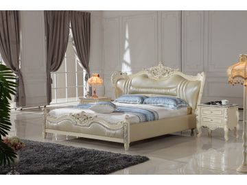 BL9064 Transitional Beige Leather Queen Bed