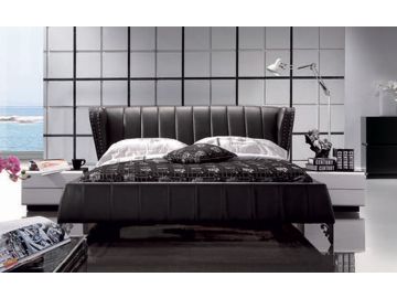 K6661 Modern Black Leatherette Bed