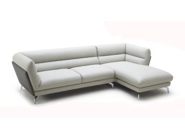 Poppy Modern Grey Leather Sectional Sofa