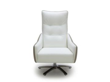 Pasadena Modern White and Taupe Leather Lounge Chair