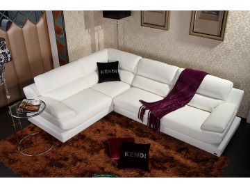 K8448 Modern Snow White Eco-Leather Sectional Sofa