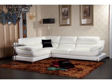 K8448 Modern Snow White Eco-Leather Sectional Sofa