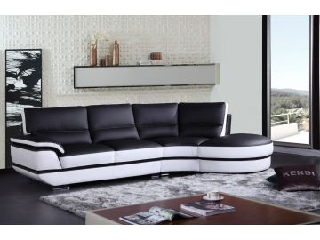 Rapture Modern Black and White Eco-Leather Sectional Sofa