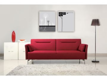 Davenport Mid-Century Red Fabric Single Sofa Bed