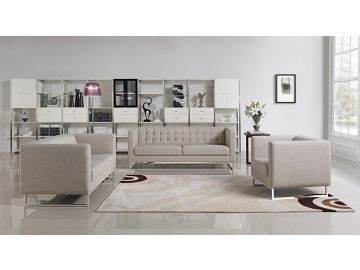 Dominic Mid-Century Grey Fabric Sofa Set