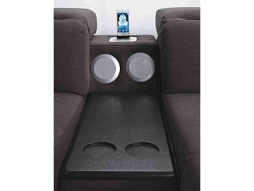 Cinema Modern Brown Fabric Sectional Sofa w/ iPhone Dock