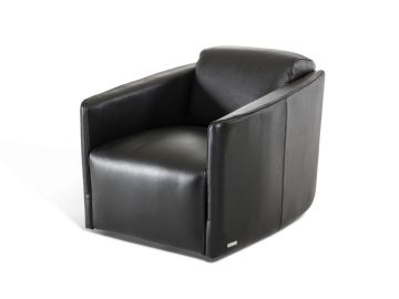 Brianza Modern Black Full Leather Lounge Chair