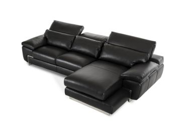 Divani Casa Molino Modern Black Full Leather Sectional Sofa