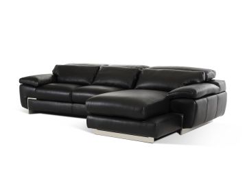 Divani Casa Molino Modern Black Full Leather Sectional Sofa
