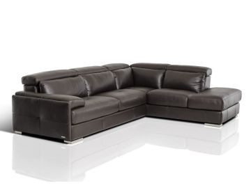 Pistoia Modern Espresso Full Leather Sectional Sofa