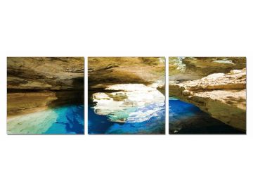Modrest Blue Grotto 3-Panel Photo On Canvas