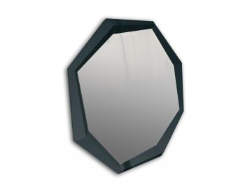 Octagon Modern Black Crocodile Lacquer Mirror