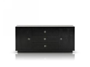 Bellagio Modern Black Crocodile Lacquer Dresser
