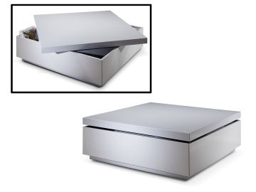SE130C Modern Grey Lacquer Swivel Coffee Table w/ Storage