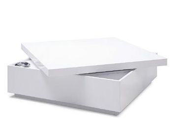 SE130C Modern White Lacquer Swivel Coffee Table w/ Storage