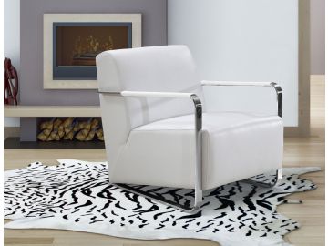 Bison Modern White Leather Lounge Chair