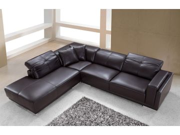 Divani Casa Adagio Modern Brown Leather Sectional Sofa