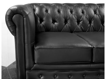 Paris 3 Modern Black Half Leather Sofa Set