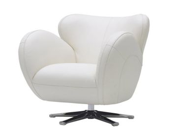 Covina Modern White Leather Swivel Lounge Chair