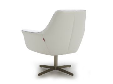 Poli White Modern Leather Swivel Lounge Chair