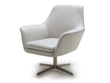 Poli Grey Modern Leather Swivel Lounge Chair