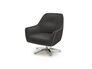 Clover Modern Black and Grey Eco-Leather Lounge Chair