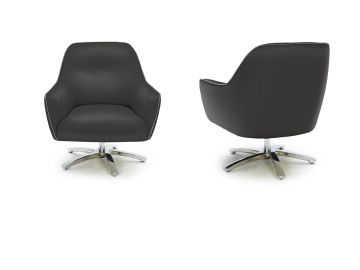 Clover Modern Black and Grey Eco-Leather Lounge Chair