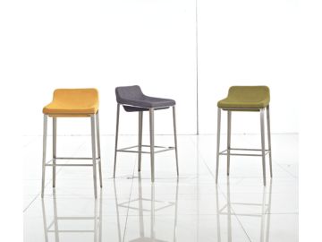 Adhil Mid-Century Yellow Fabric Bar Stool