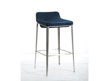 Adhil Mid-Century Blue Fabric Bar Stool
