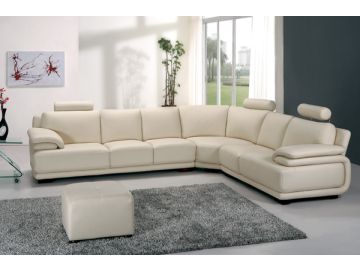 A31 Modern Cream Leather Sectional Sofa