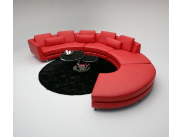A94 Contemporary Red Leather Sectional Sofa