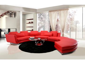 A94 Contemporary Red Leather Sectional Sofa