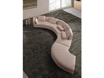 A94 - Contemporary White Sectional Sofa & Ottoman