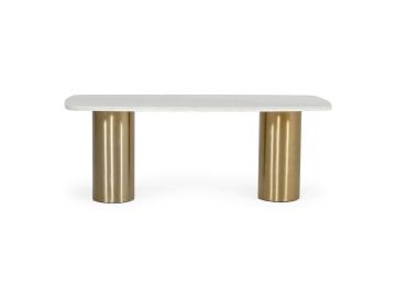 Rocky - Glam White Marble & Brush Gold Dining Table