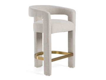 Adam - Modern Beige Fabric + Brass Counter Chair
