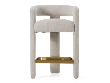 Adam - Modern Beige Fabric + Brass Counter Chair