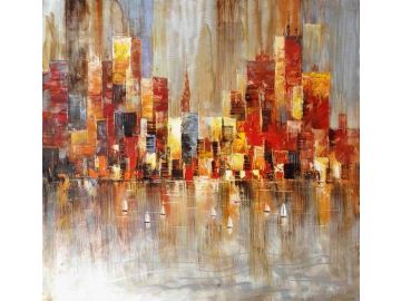 Absract Harbor Oil Painting